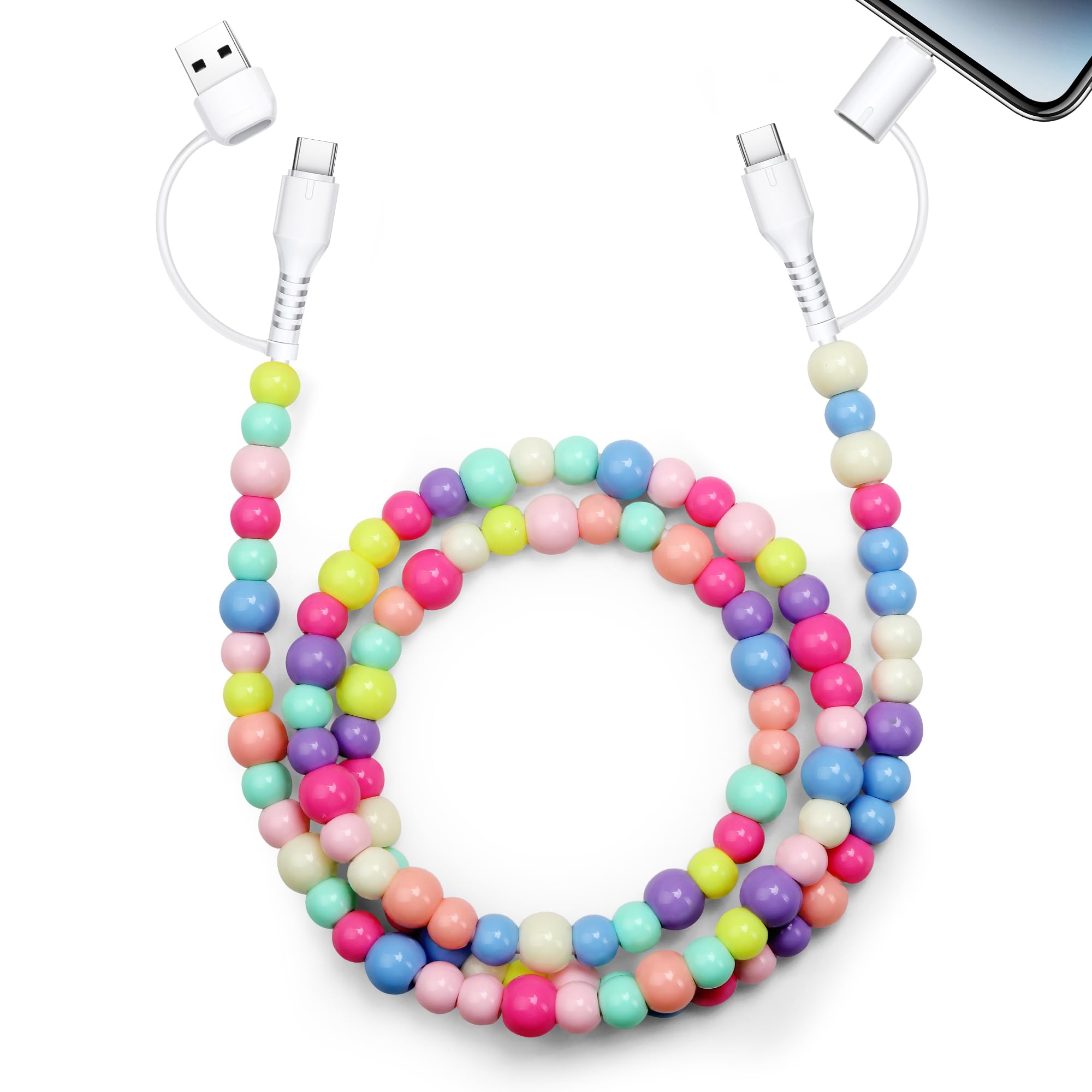 ZORBES® USB C Cable 4 in 1 Multi Beaded for Charger Cord 3.3FT Fast Charging Cable ZORBES® USB C Cable 4 in 1 Multi Beaded for Charger Cord 3.3FT Fast Charging Cable